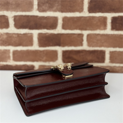 Gu.cci Dionysus Small Shoulder Bag Burgundy Patent Leather 795005