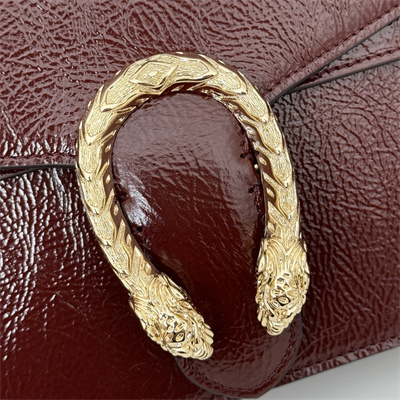 Gu.cci Dionysus Small Shoulder Bag Burgundy Patent Leather 795005