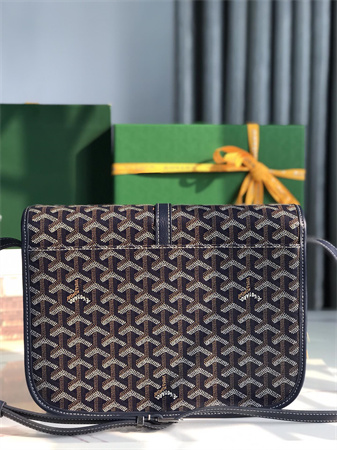 Belvedere MM Bag Goyardine Canvas & Decize Taurillon Leather Navy Blue