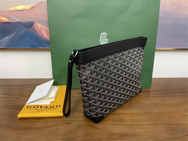 CONTI POUCH Goyardine Canvas&Chevroches Calfskin Black