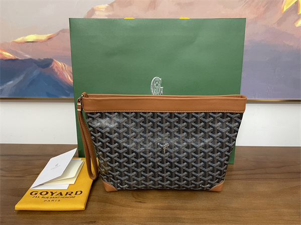 CONTI POUCH Goyardine Canvas&Chevroches Calfskin Black-Tan
