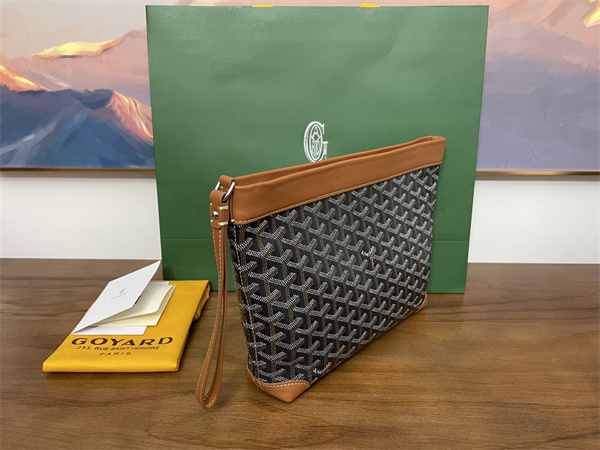 CONTI POUCH Goyardine Canvas&Chevroches Calfskin Black-Tan