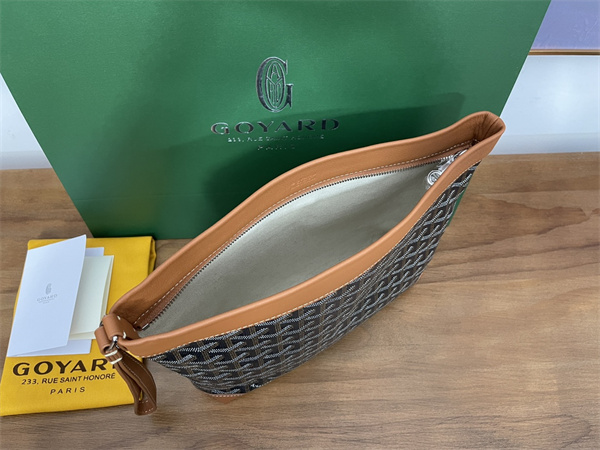 CONTI POUCH Goyardine Canvas&Chevroches Calfskin Black-Tan