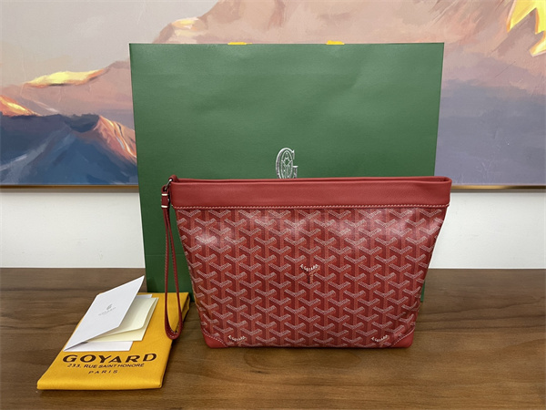 CONTI POUCH Goyardine Canvas&Chevroches Calfskin Red