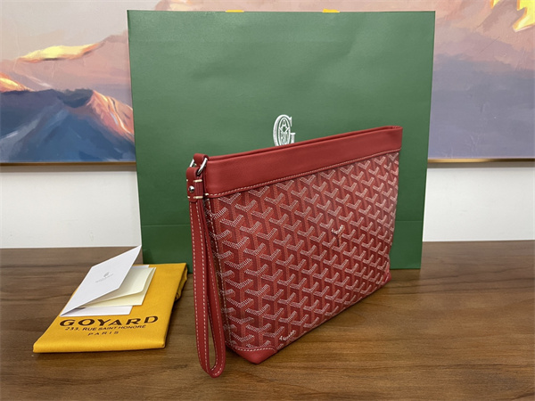 CONTI POUCH Goyardine Canvas&Chevroches Calfskin Red