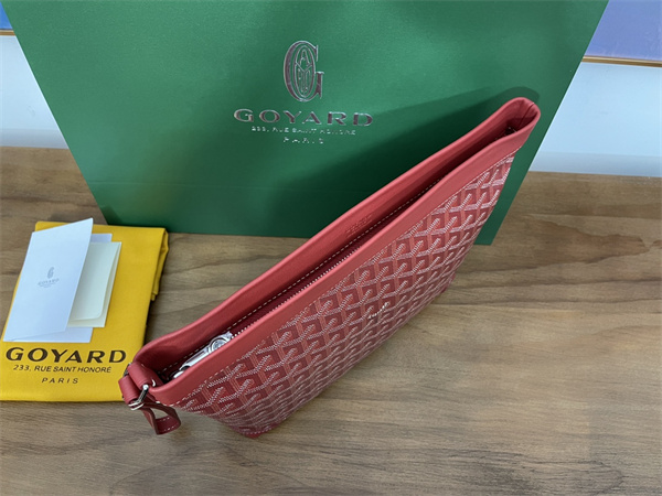 CONTI POUCH Goyardine Canvas&Chevroches Calfskin Red