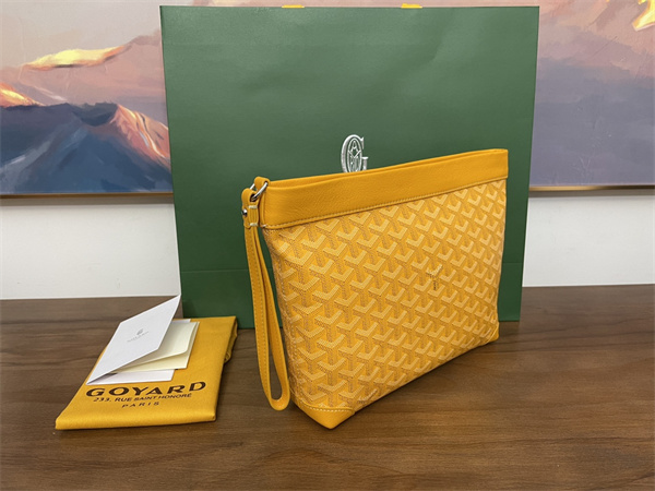CONTI POUCH Goyardine Canvas&Chevroches Calfskin Yellow