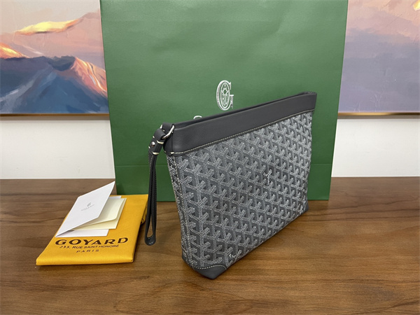 CONTI POUCH Goyardine Canvas&Chevroches Calfskin Grey
