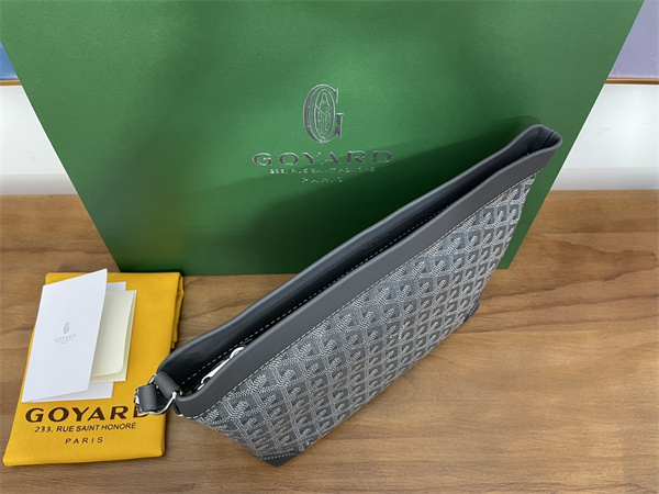 CONTI POUCH Goyardine Canvas&Chevroches Calfskin Grey