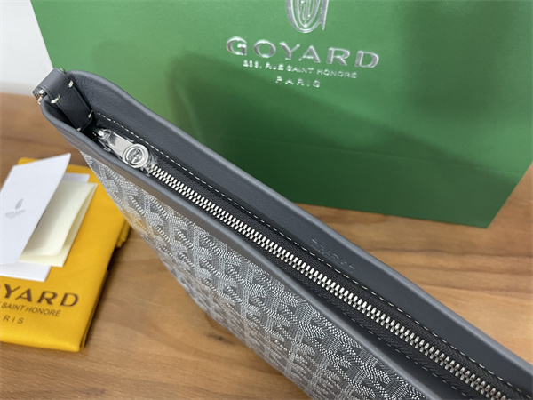 CONTI POUCH Goyardine Canvas&Chevroches Calfskin Grey