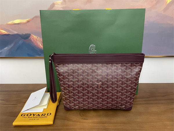 CONTI POUCH Goyardine Canvas&Chevroches Calfskin Burgundy