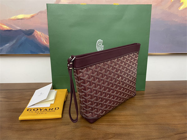 CONTI POUCH Goyardine Canvas&Chevroches Calfskin Burgundy