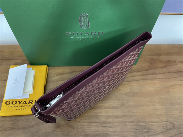 CONTI POUCH Goyardine Canvas&Chevroches Calfskin Burgundy
