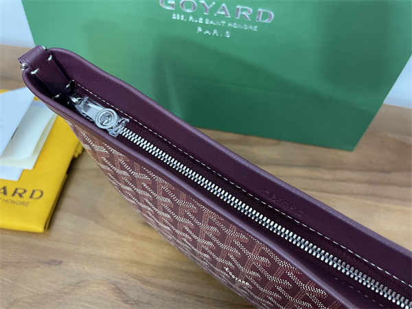 CONTI POUCH Goyardine Canvas&Chevroches Calfskin Burgundy