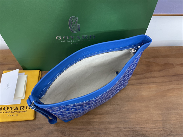 CONTI POUCH Goyardine Canvas&Chevroches Calfskin Sky Blue