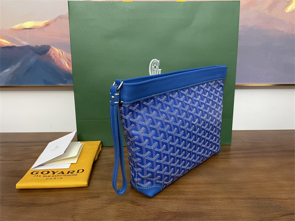 CONTI POUCH Goyardine Canvas&Chevroches Calfskin Sky Blue