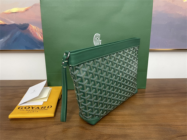 CONTI POUCH Goyardine Canvas&Chevroches Calfskin Green