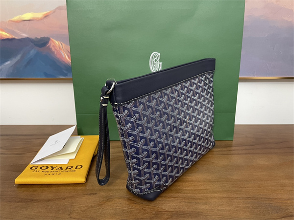 CONTI POUCH Goyardine Canvas&Chevroches Calfskin Navy Blue
