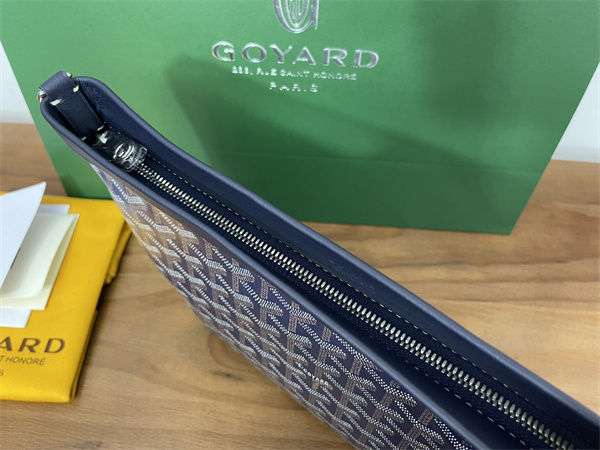 CONTI POUCH Goyardine Canvas&Chevroches Calfskin Navy Blue