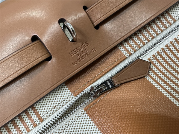 Her.mes Herbag 31 Canvas and Calfskin With Stripe Printing