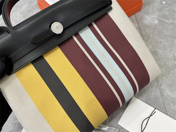 Her.mes Herbag 31 Canvas and Calfskin With Stripe Printing