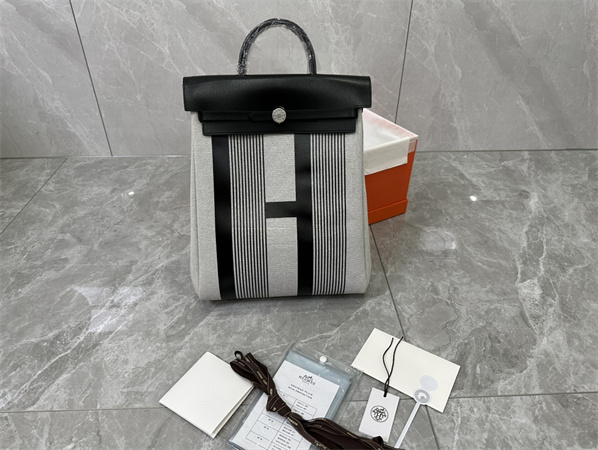 Her.mes Herbag Backpack Canvas and Calfskin