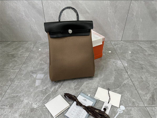 Her.mes Herbag Backpack Canvas and Calfskin