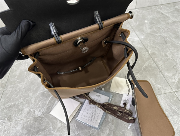 Her.mes Herbag Backpack Canvas and Calfskin