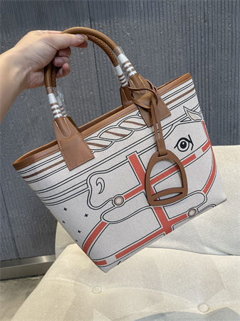Her.mes Steeple Handbag Hplume Canvas and Swift Calfskin multicolor Printing HS