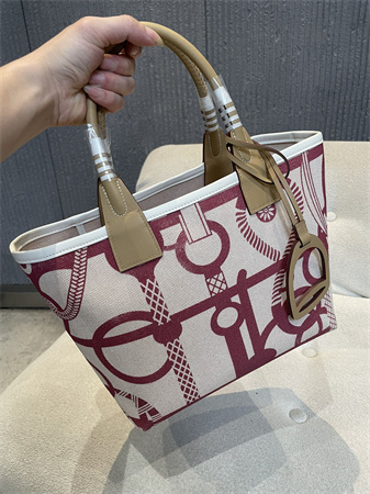 Her.mes Steeple Handbag Hplume Canvas and Swift Calfskin multicolor Printing HS