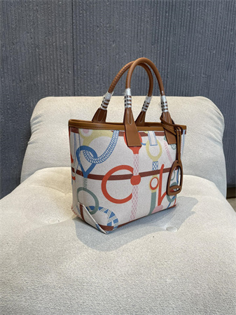 Her.mes Steeple Handbag Hplume Canvas and Swift Calfskin multicolor Printing HS