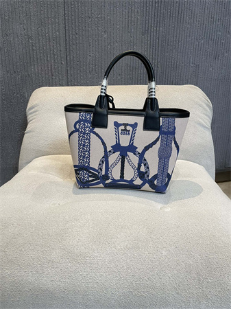 Her.mes Steeple Handbag Hplume Canvas and Swift Calfskin multicolor Printing HS