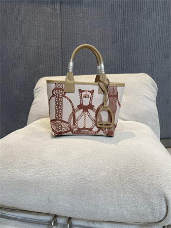 Her.mes Steeple Handbag Hplume Canvas and Swift Calfskin multicolor Printing HS