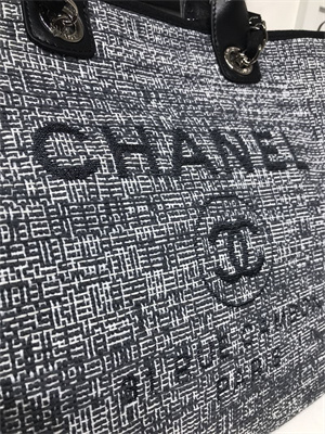Chanel Deauville Large Shopping Bag Mixed Fibers Gold Tone Metal Black A66941