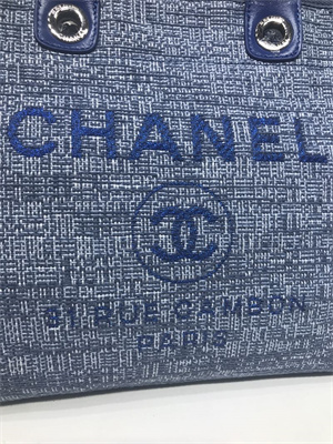 Chanel Deauville Large Shopping Bag Mixed Fibers Gold Tone Metal Blue A66941