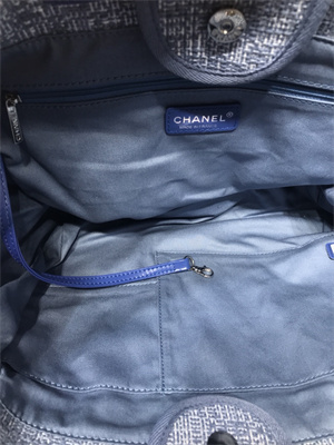 Chanel Deauville Large Shopping Bag Mixed Fibers Gold Tone Metal Blue A66941