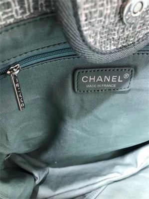 Chanel Deauville Large Shopping Bag Mixed Fibers Gold Tone Metal Green A66941