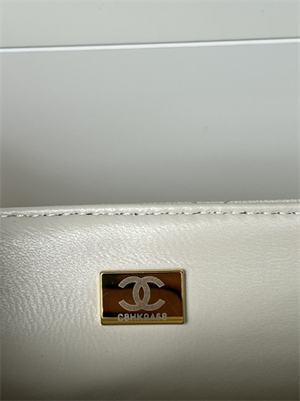 Chanel Mini Flap Bag With Top Handle Grained Calfskin Gold Tone Metal White AS2431