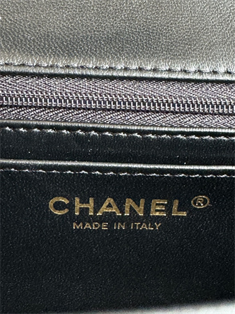 Chanel Mini Flap Bag With Top Handle Patent Calfskin Gold Tone Metal Black AS2431