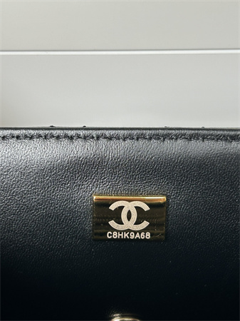 Chanel Mini Flap Bag With Top Handle Lambskin Gold Tone Metal Black AS2431