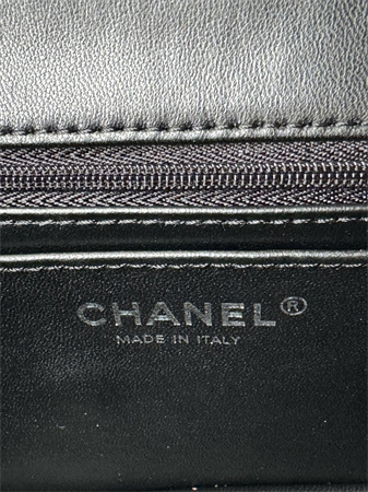 Chanel Mini Flap Bag With Top Handle Lambskin Silver Tone Metal Black AS2431