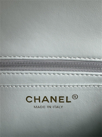 Chanel Mini Flap Bag With Top Handle Lambskin Gold Tone Metal Pale Blue AS2431