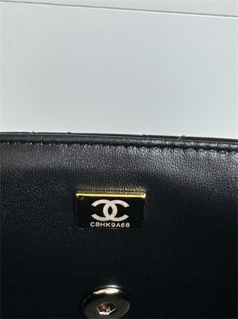 Chanel Mini Flap Bag With Top Handle Charm Patent Calfskin Gold Tone Metal Black AS2431