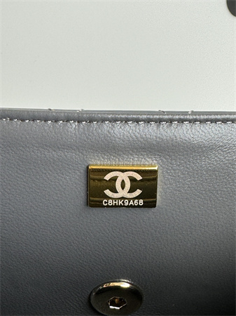 Chanel Mini Flap Bag With Top Handle Charm Patent Calfskin Gold Tone Metal Grey AS2431