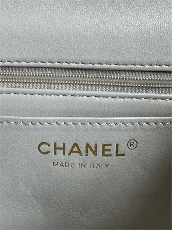 Chanel Mini Flap Bag With Top Handle Charm Lambskin Gold Tone Metal Grey AS2431