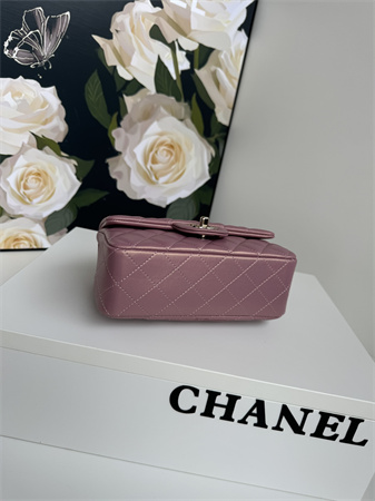 Chanel Mini Flap Bag With Top Handle Charm Lambskin Gold Tone Metal Dk Pink AS2431