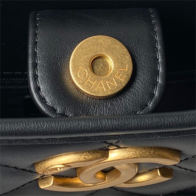 Chanel Hobo Chain Shoulder Bag Calfskin Gold Tone Metal Black AS4532