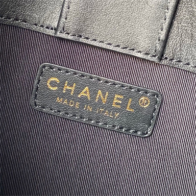 Chanel Hobo HandBag Calfskin Gold Tone Metal Black AS4666