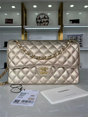 Chanel Medium Classic Flap Bag Metallic Gold AS1112