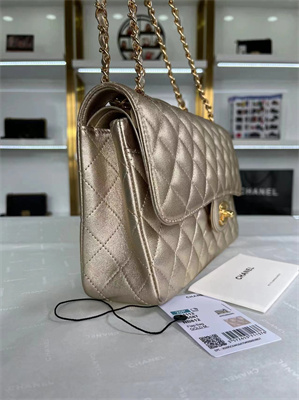Chanel Medium Classic Flap Bag Metallic Gold AS1112